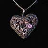 Filigree Heart - Sterling with Pink Sapphire